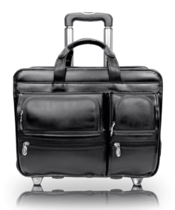 The Clinton Detachable-Wheeled Laptop Briefcase Top-Grain Cowhide Leather Bag