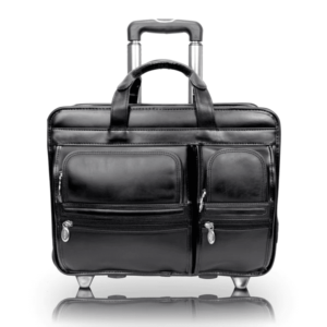 The Clinton Detachable-Wheeled Laptop Briefcase Top-Grain Cowhide Leather Bag
