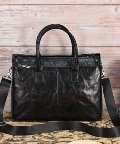 TheJett Men sBlackLeatherBriefcase 1