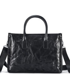 TheJett Men sBlackLeatherBriefcase 11