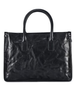The Jett Black Briefcase Hand Crafted Leather Messenger Bag