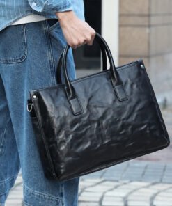 TheJett Men sBlackLeatherBriefcase 5