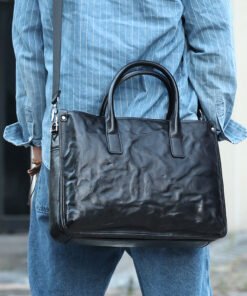 TheJett Men sBlackLeatherBriefcase 7