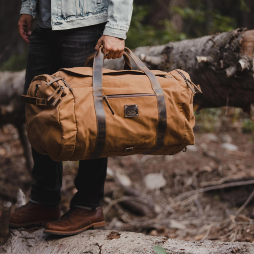 TheNomad Men sWaxedCanvas Full GrainLeatherDuffelBag 10