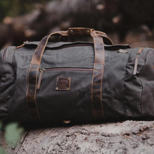 TheNomad Men sWaxedCanvas Full GrainLeatherDuffelBag 11