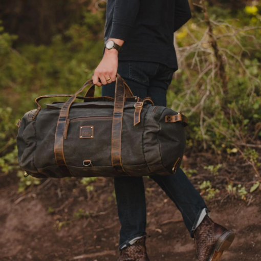 TheNomad Men sWaxedCanvas Full GrainLeatherDuffelBag 4