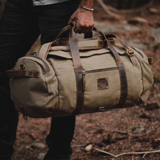 TheNomad Men sWaxedCanvas Full GrainLeatherDuffelBag 5