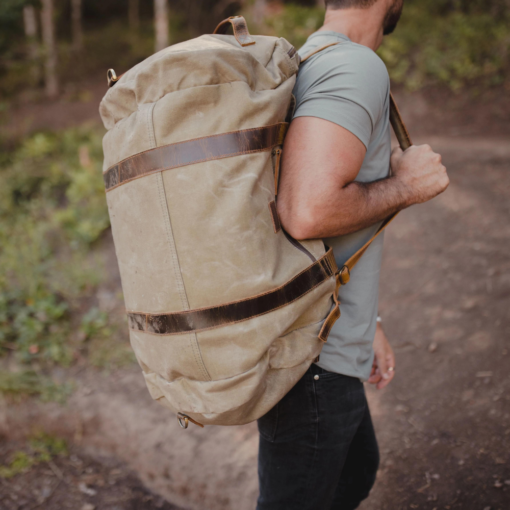TheNomad Men sWaxedCanvas Full GrainLeatherDuffelBag 6