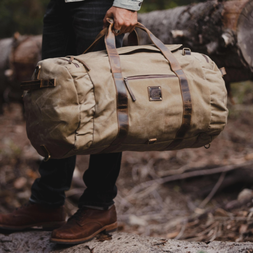 TheNomad Men sWaxedCanvas Full GrainLeatherDuffelBag 8