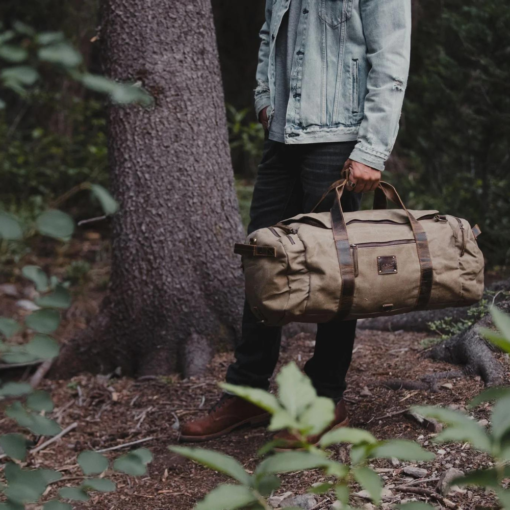TheNomad Men sWaxedCanvas Full GrainLeatherDuffelBag 9