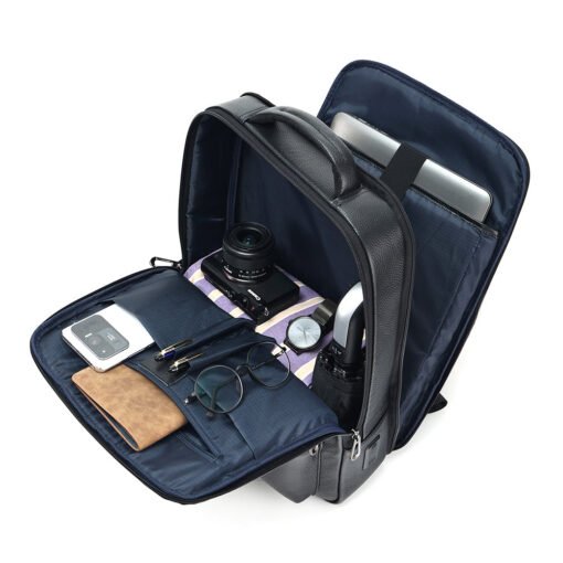 TheNyx TopGrainBlackLeatherBagforSchool College 12