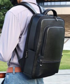 TheNyx TopGrainBlackLeatherBagforSchool College 21