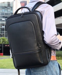 TheNyx TopGrainBlackLeatherBagforSchool College 23