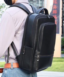 TheNyx TopGrainBlackLeatherBagforSchool College 25