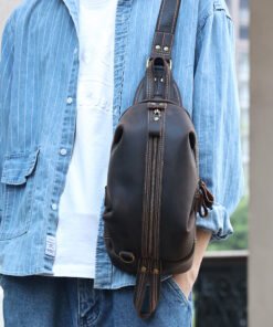TheOreste ClassicLeatherSlingBagforMen 15