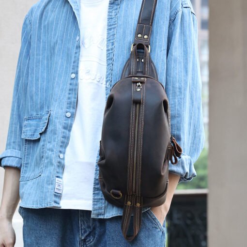 TheOreste ClassicLeatherSlingBagforMen 15