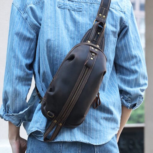 TheOreste ClassicLeatherSlingBagforMen 16
