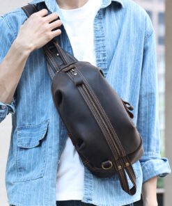 TheOreste ClassicLeatherSlingBagforMen 18