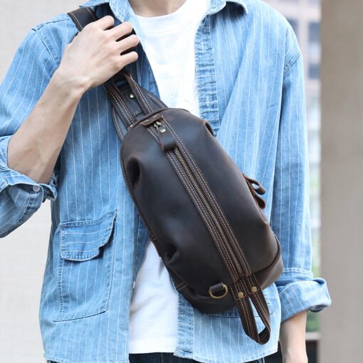 TheOreste ClassicLeatherSlingBagforMen 18