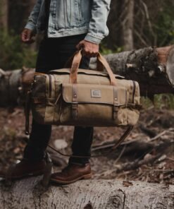 TheWasatch WaxedCanvasandFull GrainLeatherDuffelBagforMen 1 scaled