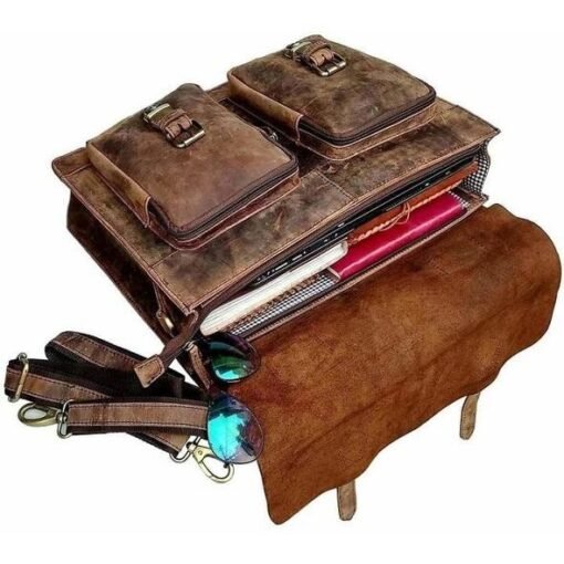 classy leather the distressed leather messenger bag briefcase 18 inch laptop open
