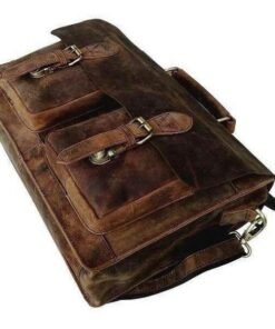 The Distressed Removable Strap Briefcase Full Grain Buffalo Leather Bag