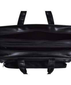 hubbard leather laptop briefcase for men top grain leather black open