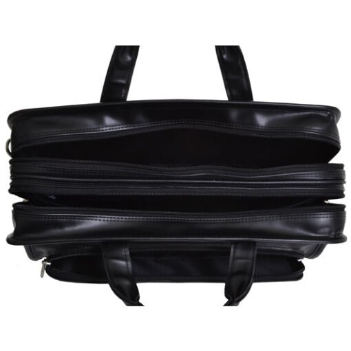 hubbard leather laptop briefcase for men top grain leather black open