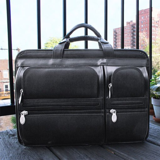 hubbard leather laptop briefcase for men top grain leather black styled
