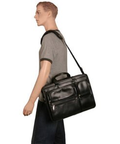 The Hubbard Double Compartments Laptop Briefcase Top-Grain Cowhide Leather Bag