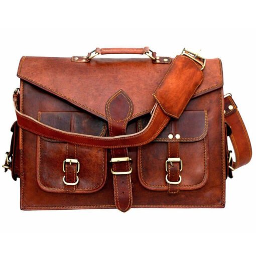 the attorney full grain leather messenger bag laptop briefcase for men front2