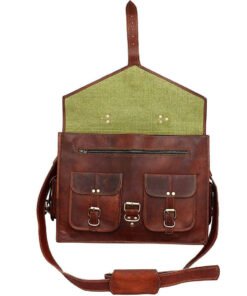 the attorney full grain leather messenger bag laptop briefcase for men open
