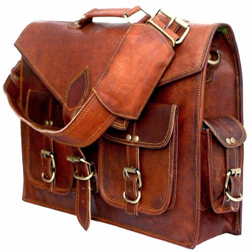 the attorney full grain leather messenger bag laptop briefcase for men side