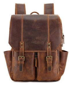 the compact leather backpack light brown1