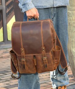 the compact leather backpack light brown12