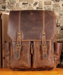 the compact leather backpack light brown13