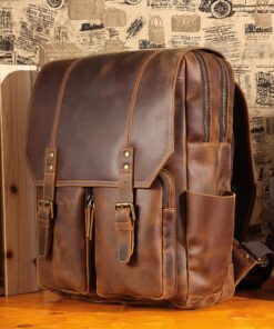 the compact leather backpack light brown14