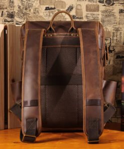 the compact leather backpack light brown15
