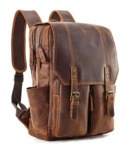 the compact leather backpack light brown2