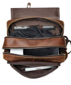 the compact leather backpack light brown7