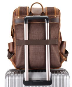the compact leather backpack light brown8