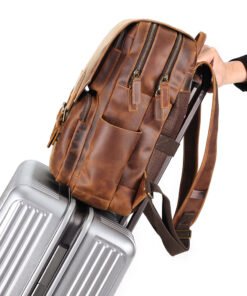 the compact leather backpack light brown9