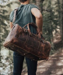 the denali leather duffel bag for men back worn