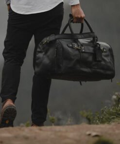 the denali leather duffel bag for men black rear