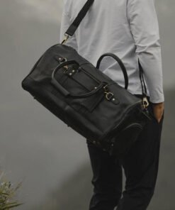 the denali leather duffel bag for men black worn