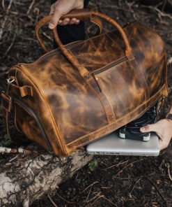 the denali leather duffel bag for men bottom zipper
