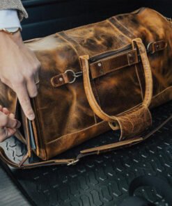 the denali leather duffel bag for men passport insert