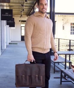 the distressed leather messenger bag for men model