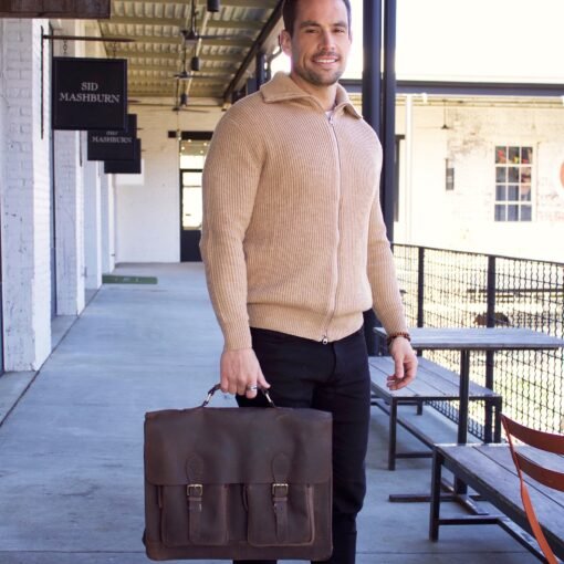 the distressed leather messenger bag for men model