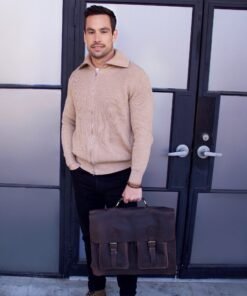 the distressed leather messenger bag for men model2
